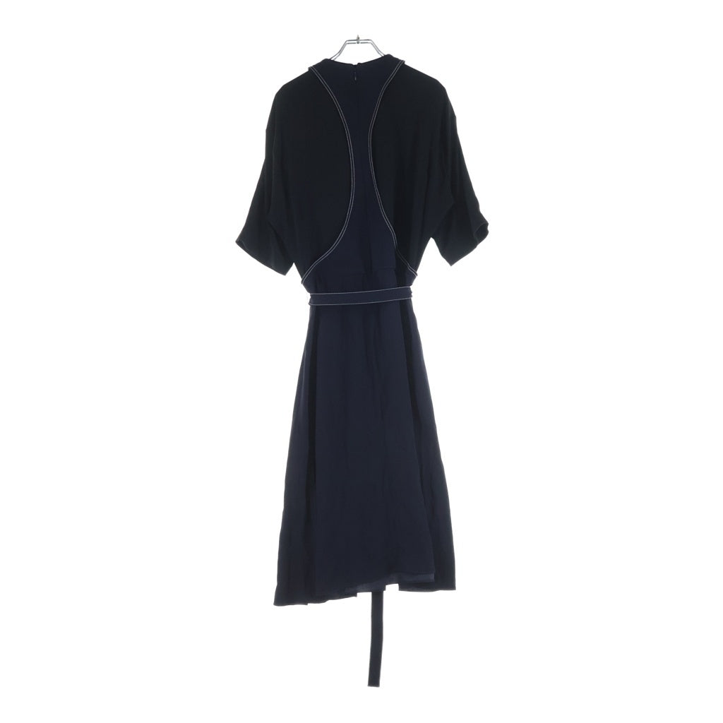 MARNI(マルニ) ベルト付き バックジップアップ レイヤード半袖ドレス ワンピース レディース ネイビー ABMA0148CQ-TV285
