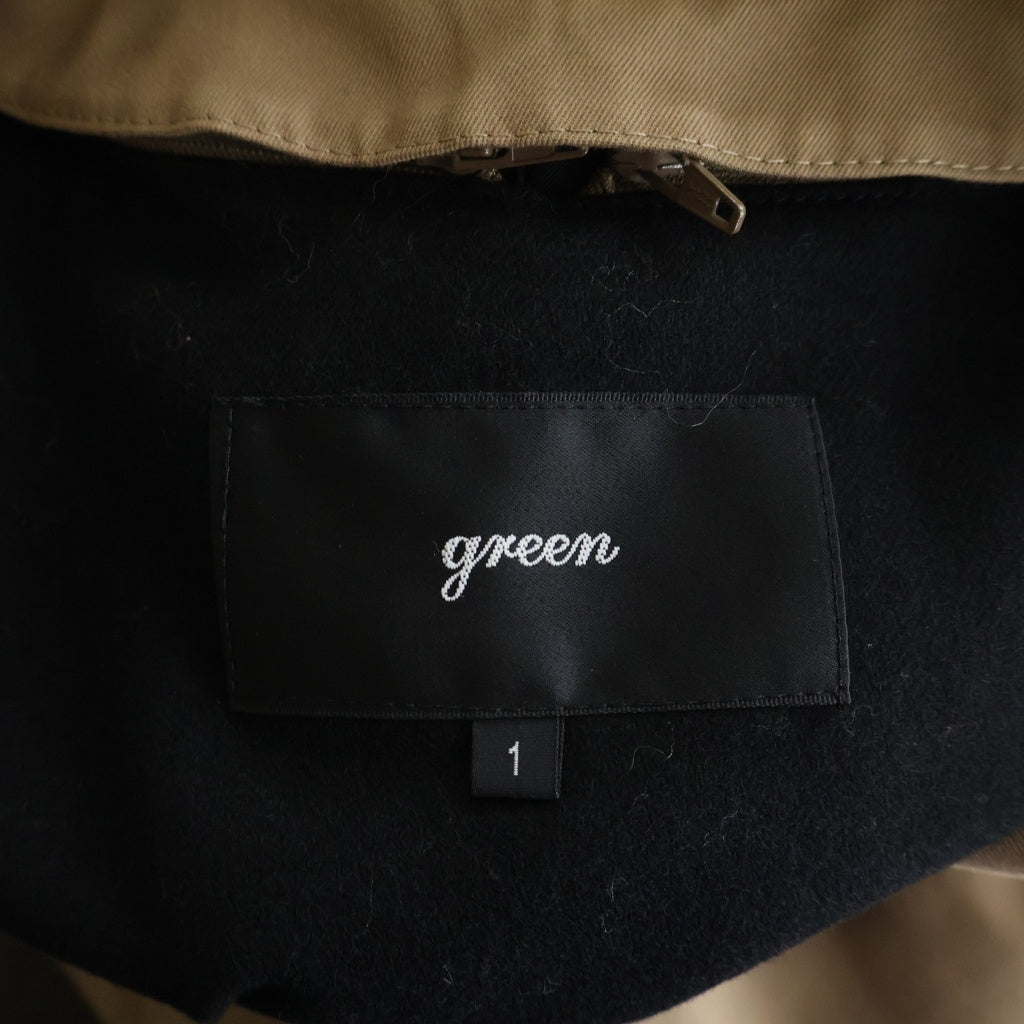 green(グリーン) ダブルブレスト 12B ウール トレンチコート ベージュ