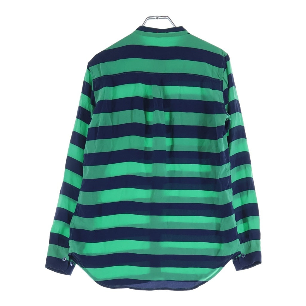 NO BRAND(ノーブランド) EQUIPMENT エプキモン モックネックシルクボーダー長袖シャツ レディース グリーン/ネイビー