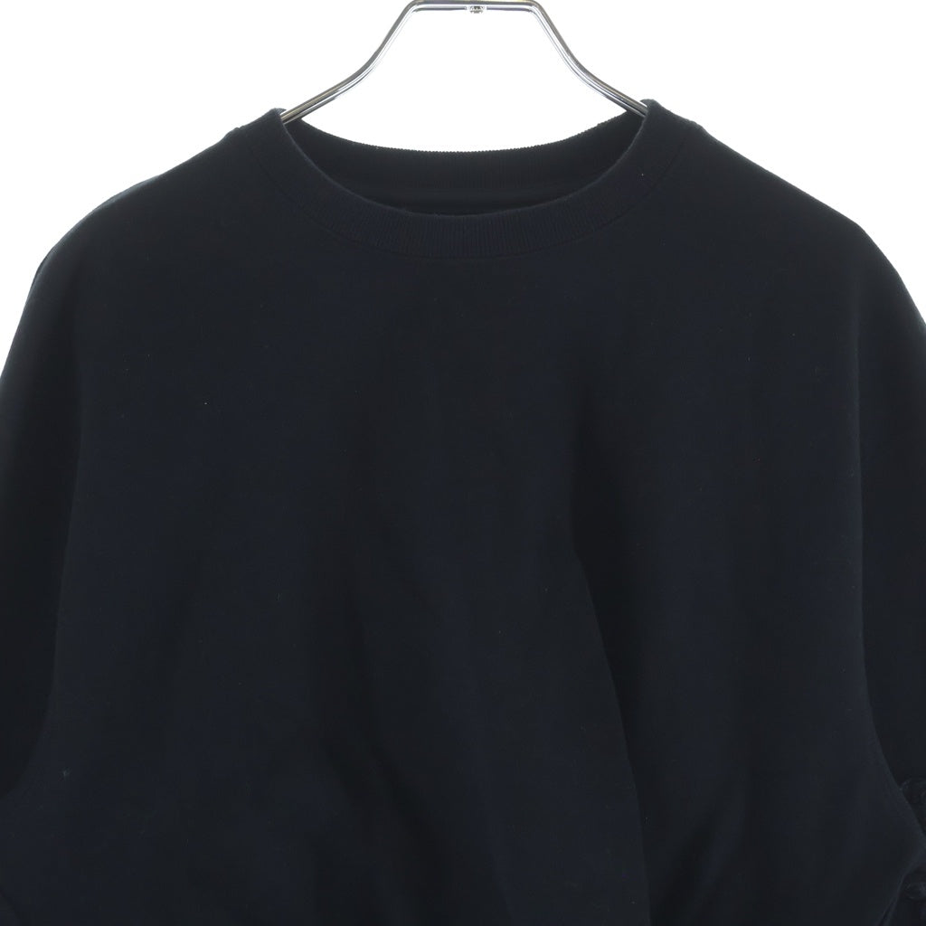 NO BRAND(ノーブランド) TELMA テルマ EMBROIDERED SWEATSHIRT エンブロイダード フラワーフリル 変形スウェットシャツ ブラック レディース TLM53JE060