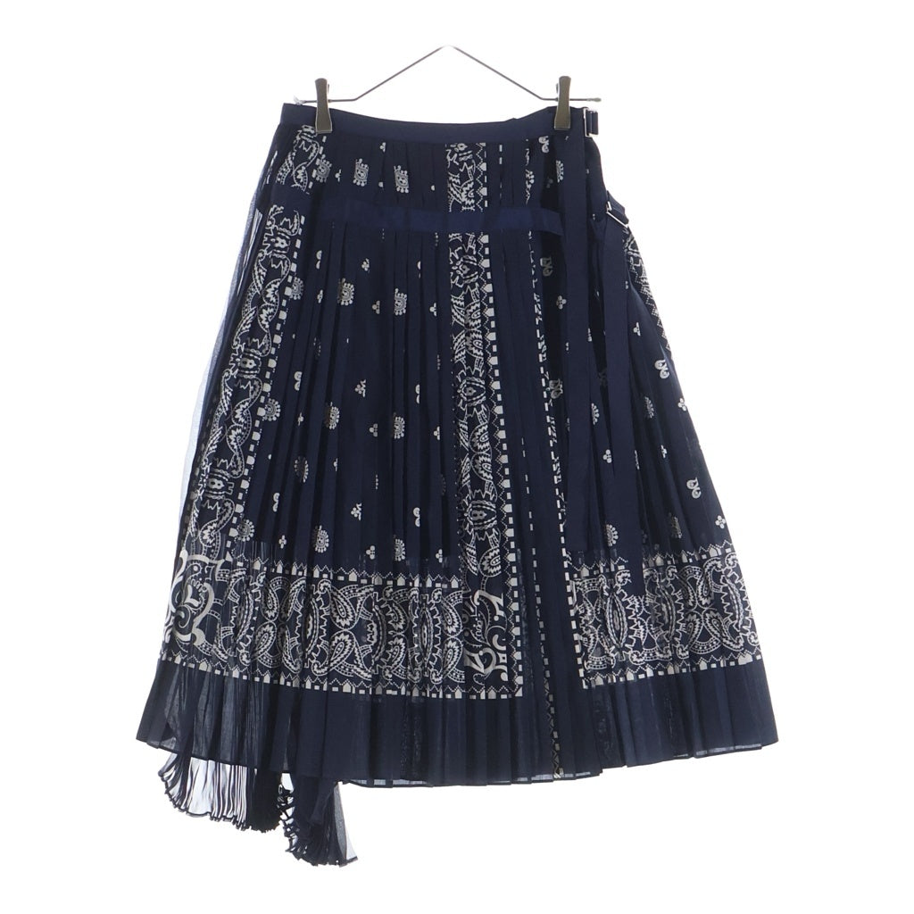 Sacai(サカイ) 16SS ポリエステル ペイズリー柄 ボンテージ プリーツスカート ブラック レディース 16-02568