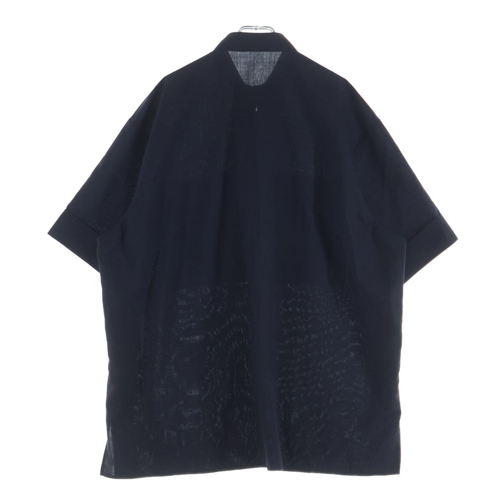 THE RERACS(ザ リラクス) 25SS ポリエステル スタンドカラー スナップボタン 半袖シャツ ブラック 25SS-REBL-468-IDSP-L
