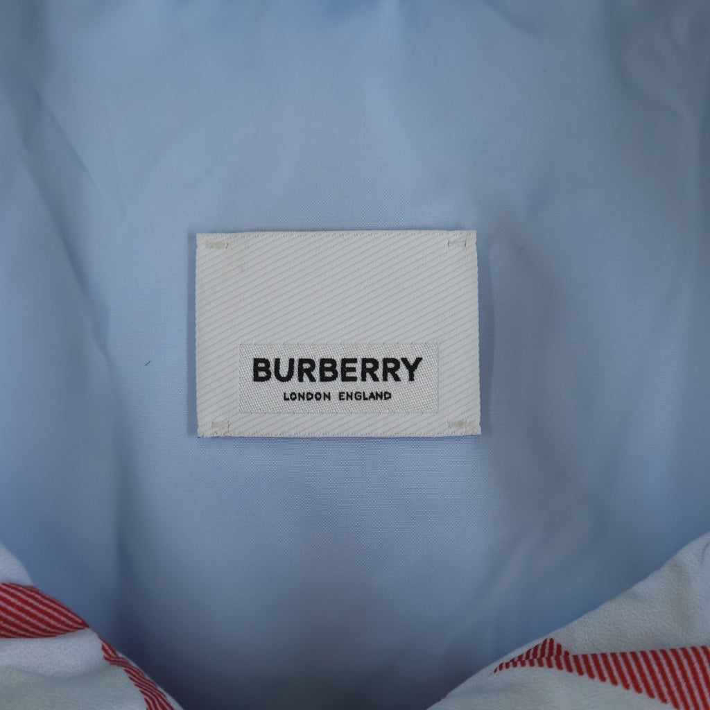 BURBERRY(バーバリー) ホースフェリー ロゴ プリント チェック ナイロン ジップアップ フーディー ライトブルー 8050283