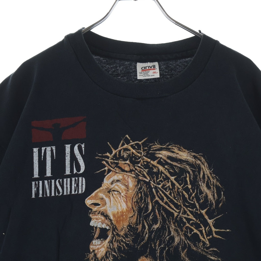 VINTAGE(ヴィンテージ) 90S VINTAGE JESUS IT IS FINISHED TEE ANVIL ヴィンテージ ジーザス イエスキリスト グラフィックプリントTシャツ 半袖クルーネックカットソー ブラック