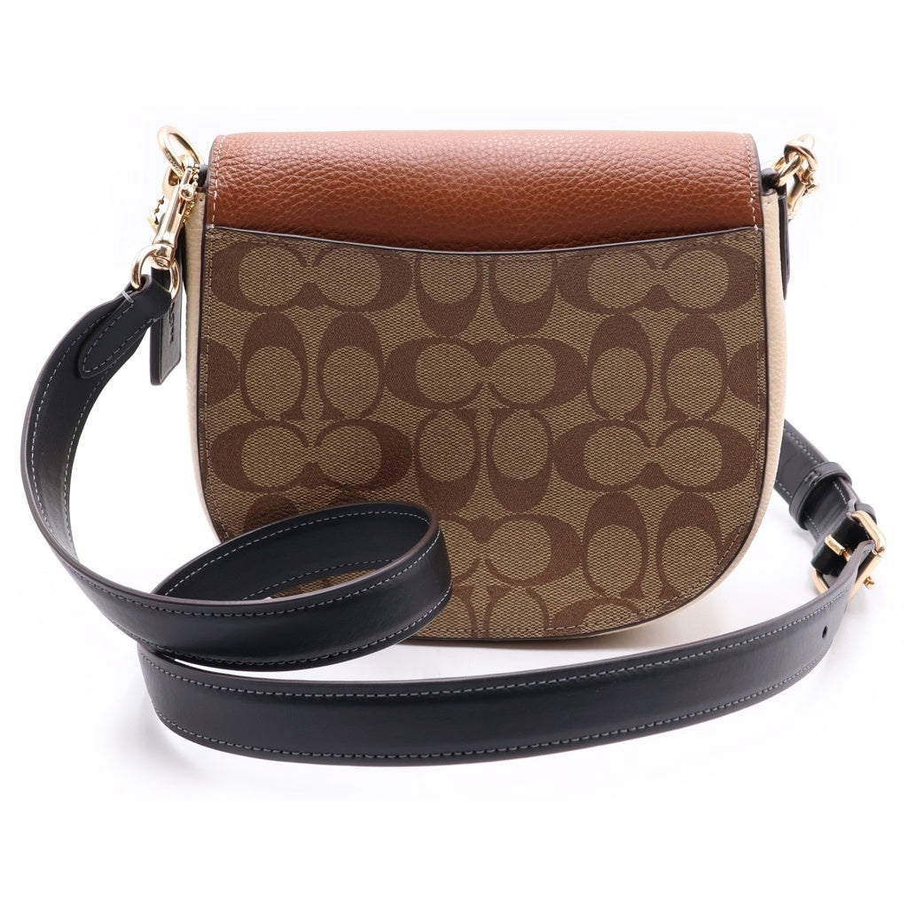 COACH(コーチ) MORGAN SADDLE BAG IN COLORBLOCK SIGNATURE CANVAS モーガン サドル カラーブロック シグネチャー キャンバス ショルダー バッグ ブラウン H2211-CE565 レディース
