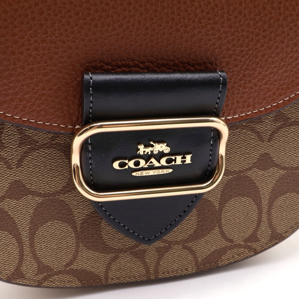 COACH(コーチ) MORGAN SADDLE BAG IN COLORBLOCK SIGNATURE CANVAS モーガン サドル カラーブロック シグネチャー キャンバス ショルダー バッグ ブラウン H2211-CE565 レディース