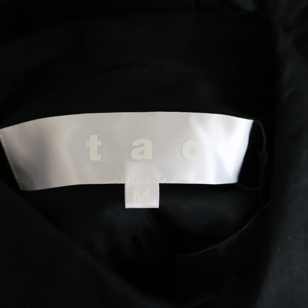 TAO COMME des GARCONS(タオコムデギャルソン) AD2025 ラウンドカラー ロングスリーブ コットンシャツ レディース ブラック TZ-B007