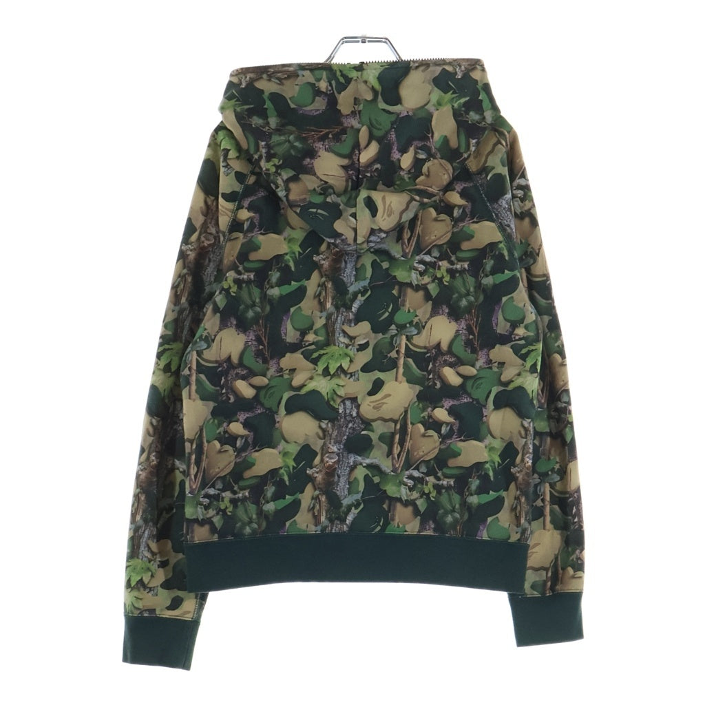 A BATHING APE(アベイシングエイプ) リアルツリー ラグランスリーブ フルジップアップパーカー フーディー レディース カーキ