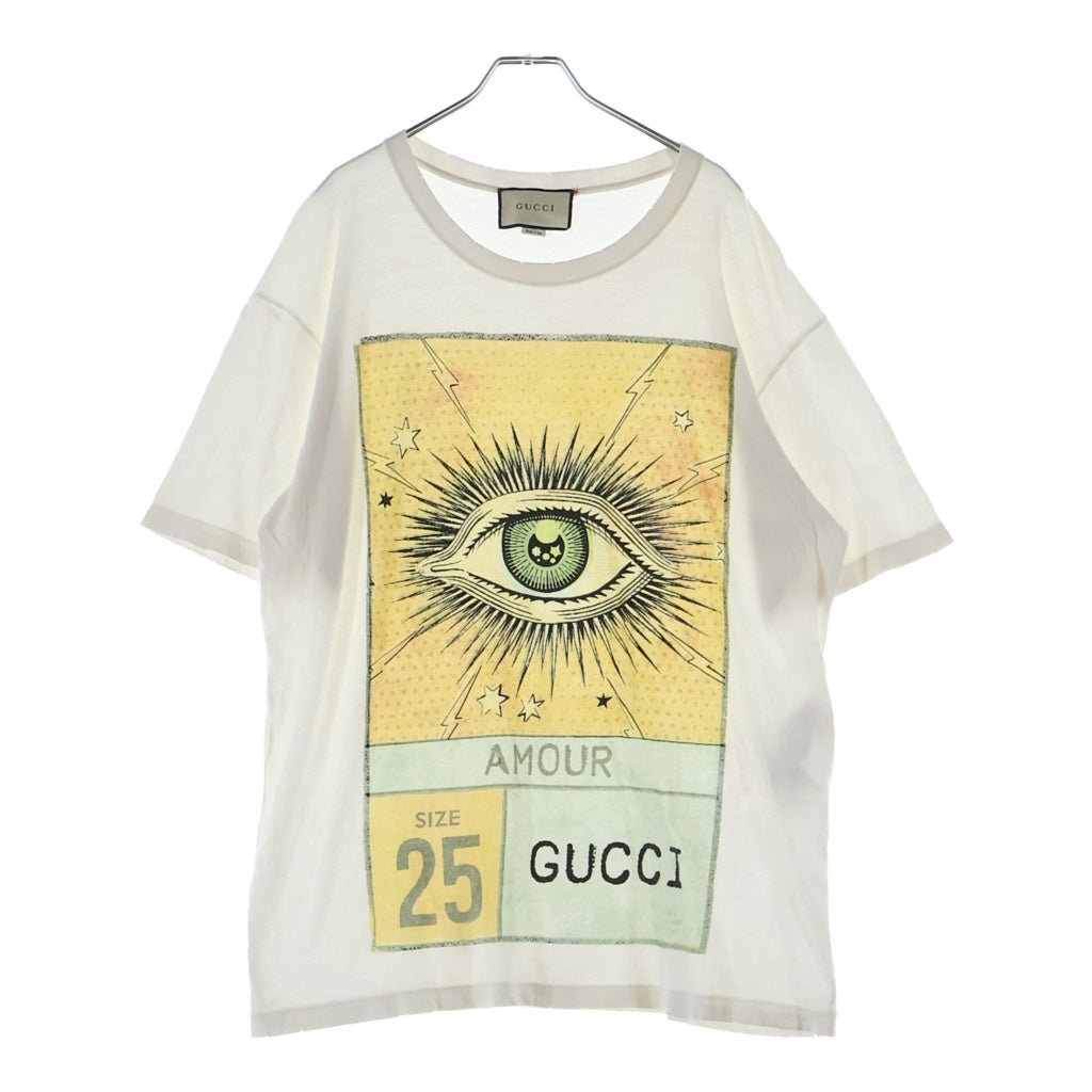 GUCCI(グッチ) AMORE EYE T-SHIRT アモーレ アイ フロントプリントTシャツ 半袖クルーネックカットソー ホワイト 493117 X3131