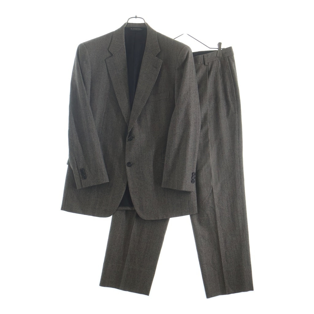 BROOKS BROTHERS(ブルックス ブラザーズ) カシミヤ混 チェック柄 ウールセットアップスーツ 2Bシングルテーラードジャケット 2タックスラックスパンツ ブラウン 19-01-3415