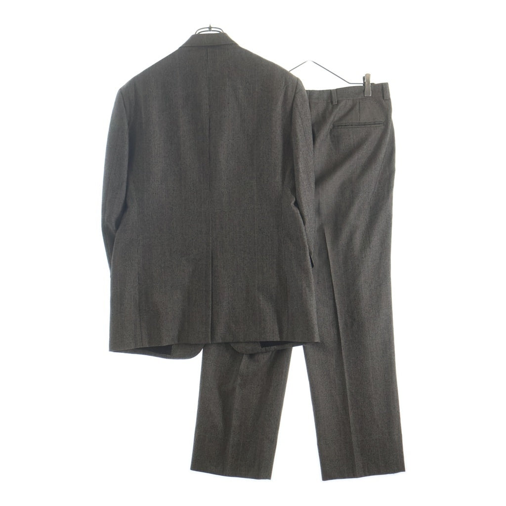 BROOKS BROTHERS(ブルックス ブラザーズ) カシミヤ混 チェック柄 ウールセットアップスーツ 2Bシングルテーラードジャケット 2タックスラックスパンツ ブラウン 19-01-3415