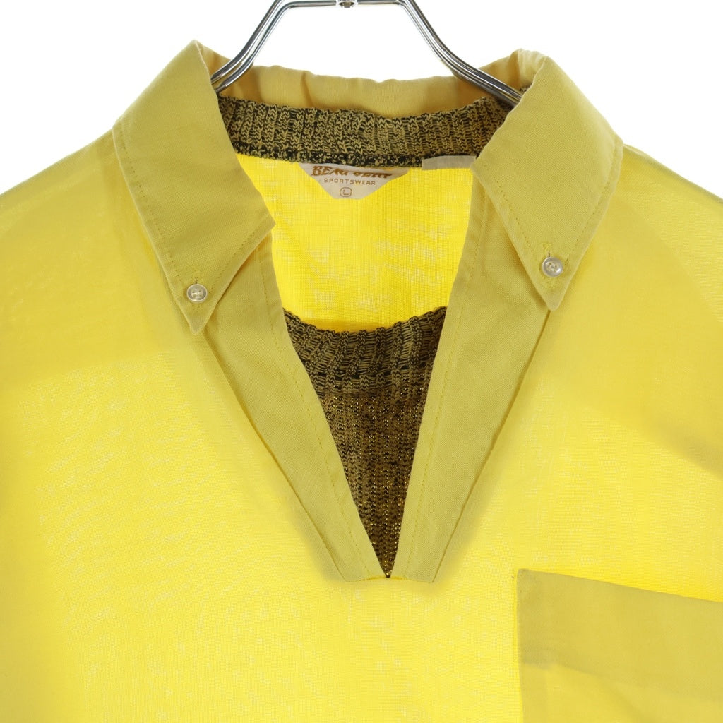 VINTAGE(ヴィンテージ) 70S VINTAGE BEAU GEM SPORTSWEAR L/S SKIPPER SHIRT ヴィンテージ ボタンダウン ニット付 長袖スキッパーシャツ イエロー