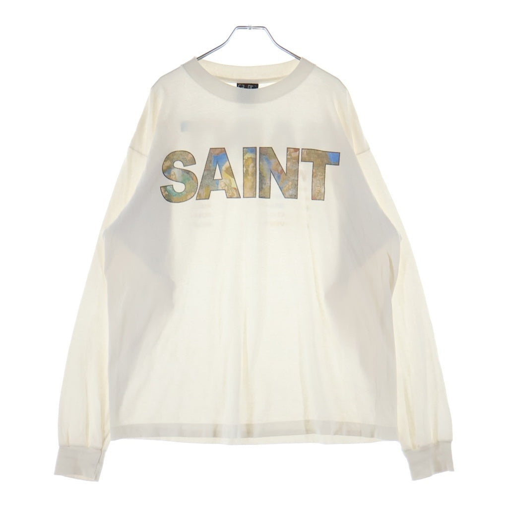 SAINT MICHAEL(セントマイケル) 25AW NEW BODY RULES LS TEE ニューボディ ルール 両面ロゴプリント クルーネック長袖Tシャツ カットソー ホワイト SM-HR1-0000-035