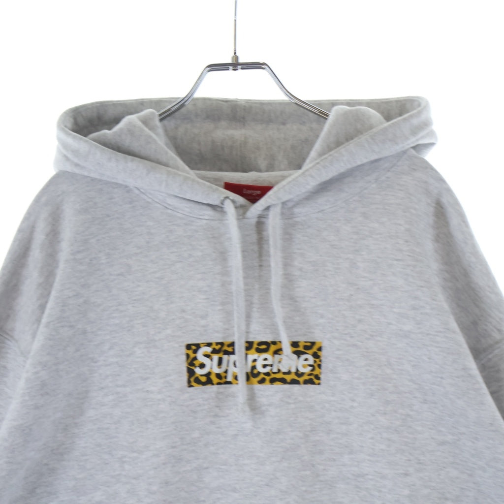 SUPREME(シュプリーム) 24SS Shanghai Box Logo Hooded Sweatshirt Ash Grey 上海オープン記念 レオパード柄ボックスロゴ プルオーバーパーカー フーディー グレー