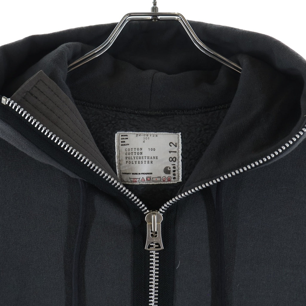 Sacai(サカイ) 24SS ×Carhartt Isetan Exclusive Hoodie カーハート ジップアップパーカー スェット フーディー グレー 24-0812S