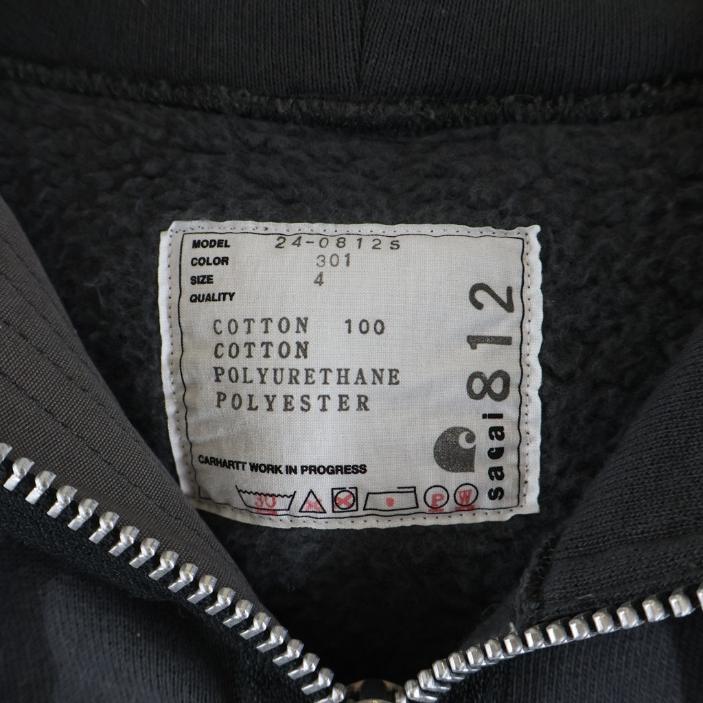 Sacai(サカイ) 24SS ×Carhartt Isetan Exclusive Hoodie カーハート ジップアップパーカー スェット フーディー グレー 24-0812S