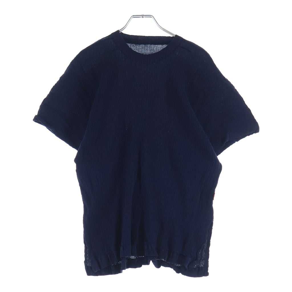NO BRAND(ノーブランド) HaaT(ハート) KYO CHIJIMI BASIC シワ加工 半袖ブラウス レディース ネイビー HA55FJ014