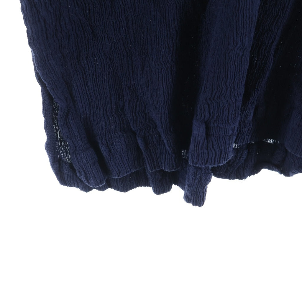 NO BRAND(ノーブランド) HaaT(ハート) KYO CHIJIMI BASIC シワ加工 半袖ブラウス レディース ネイビー HA55FJ014