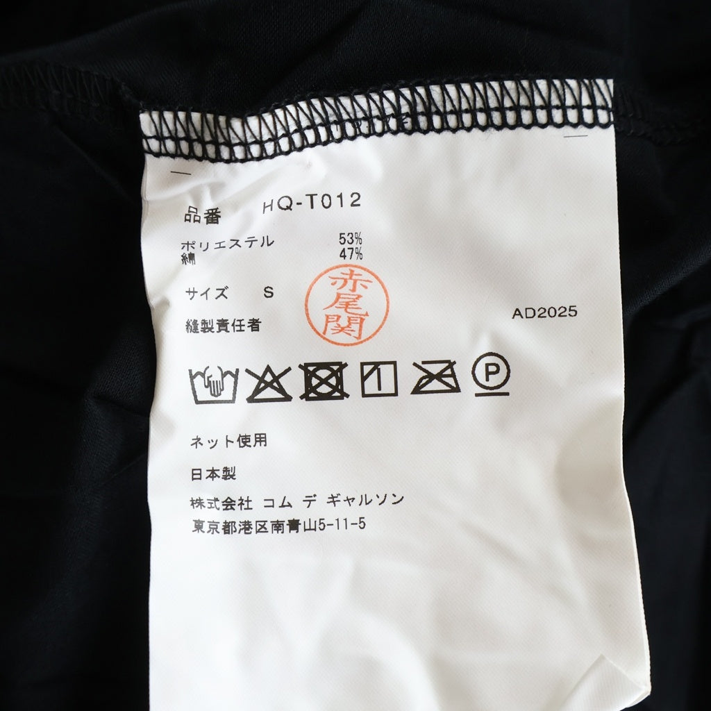 COMME des GARCONS HOMME(コムデギャルソンオム) 26SS AD2025 綿エステル天竺 製品加工 クルーネック 半袖Tシャツ カットソー ブラック HQ-T012
