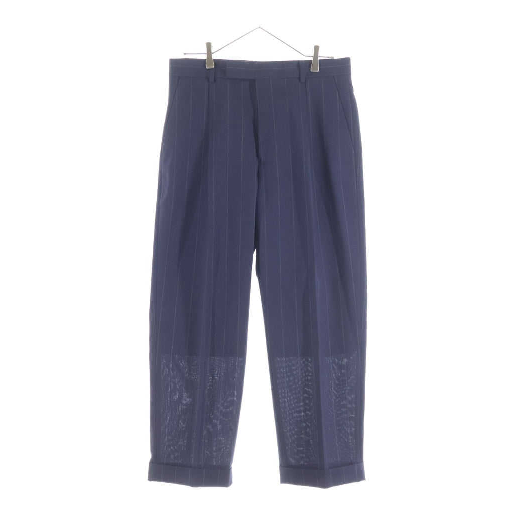 WACKO MARIA(ワコマリア) 24SS ×DORMEUIL PLEATED TROUSERS TYPE-1 ドーメル プリーツド ストライプ トラウザーズ スラックスパンツ ネイビー 24SS-WMP-TR22