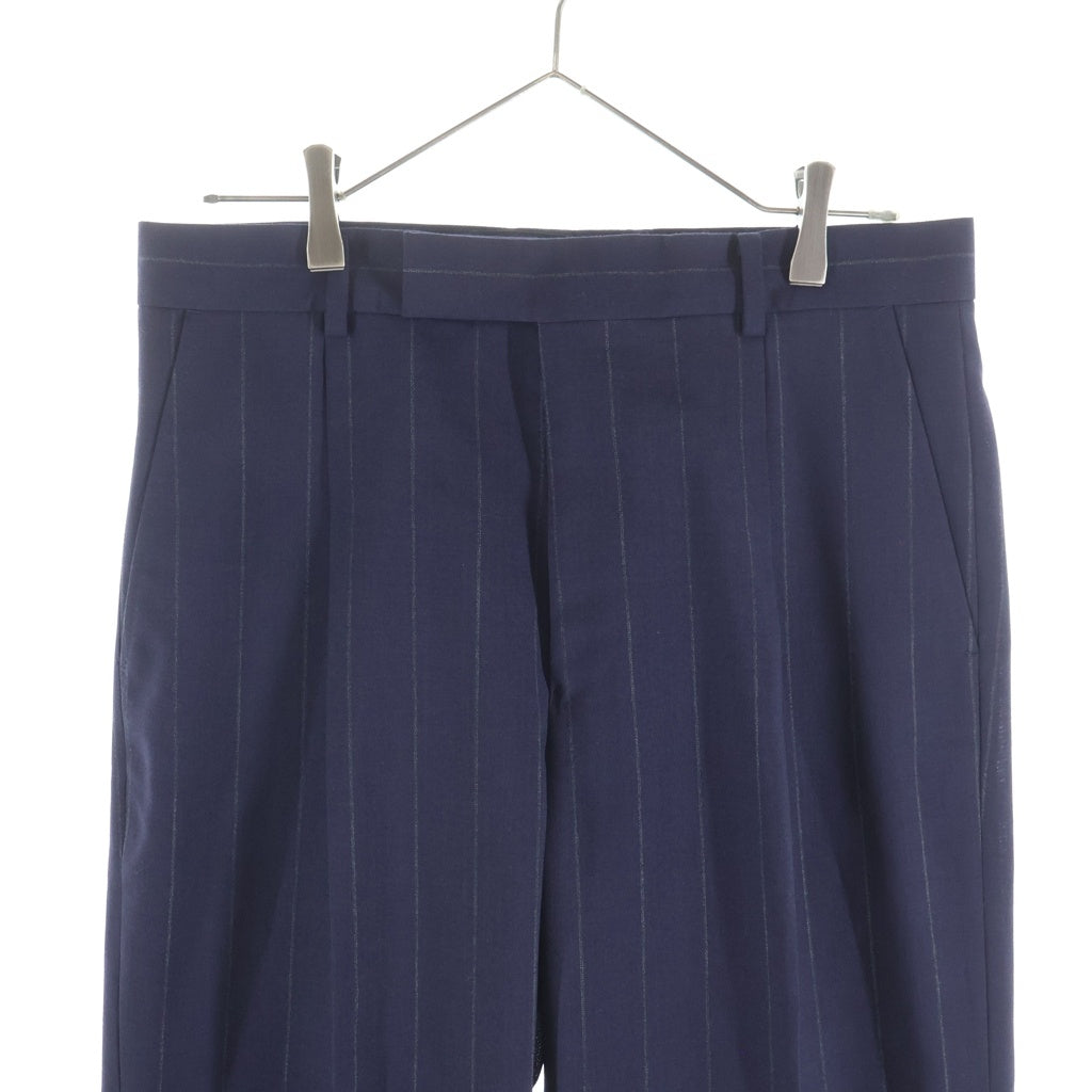 WACKO MARIA(ワコマリア) 24SS ×DORMEUIL PLEATED TROUSERS TYPE-1 ドーメル プリーツド ストライプ トラウザーズ スラックスパンツ ネイビー 24SS-WMP-TR22