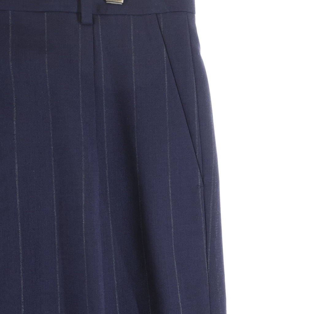 WACKO MARIA(ワコマリア) 24SS ×DORMEUIL PLEATED TROUSERS TYPE-1 ドーメル プリーツド ストライプ トラウザーズ スラックスパンツ ネイビー 24SS-WMP-TR22