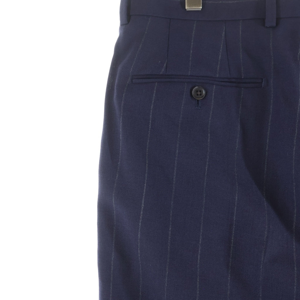 WACKO MARIA(ワコマリア) 24SS ×DORMEUIL PLEATED TROUSERS TYPE-1 ドーメル プリーツド ストライプ トラウザーズ スラックスパンツ ネイビー 24SS-WMP-TR22