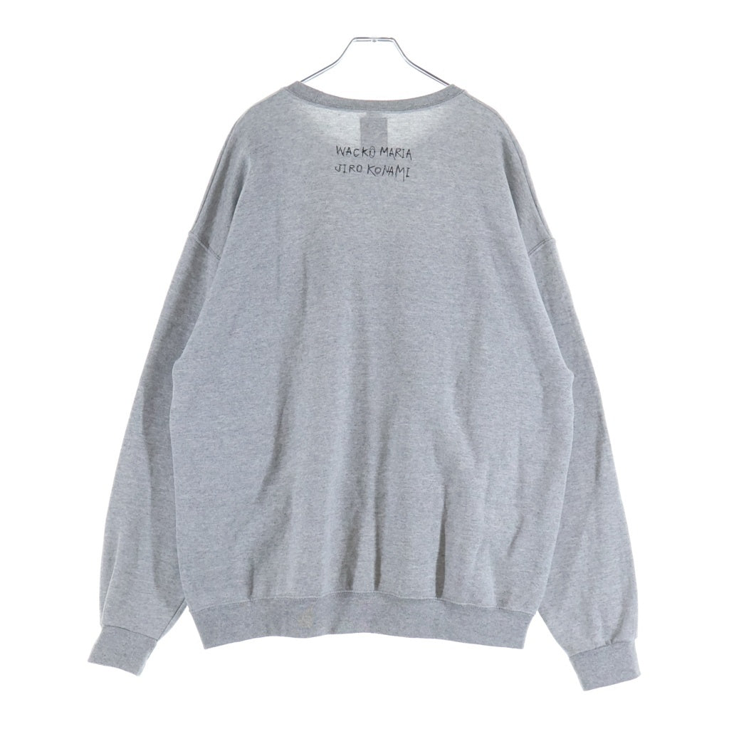 WACKO MARIA(ワコマリア) 24SS ×JIRO KONAMI CREW NECK SWEAT SHIRT TYPE-4 小浪次郎 フロントプリント クルーネックスウェットトレーナー グレー JIROKONAMI-WM-SS04