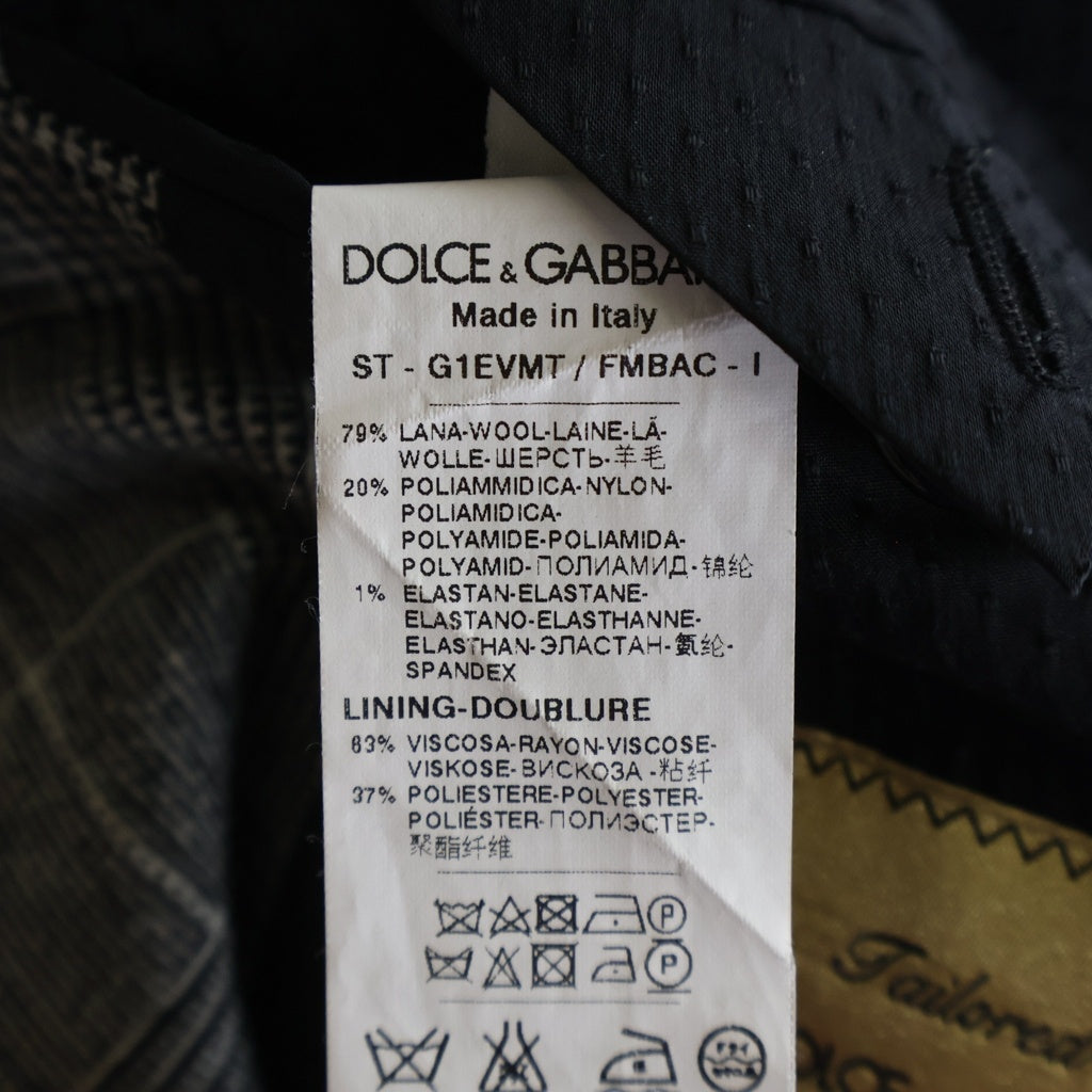 DOLCE & GABBANA(ドルチェアンドガッバーナ) グレンチェック ウールテーラードジャケット スラックスパンツ セットアップスーツ グレー