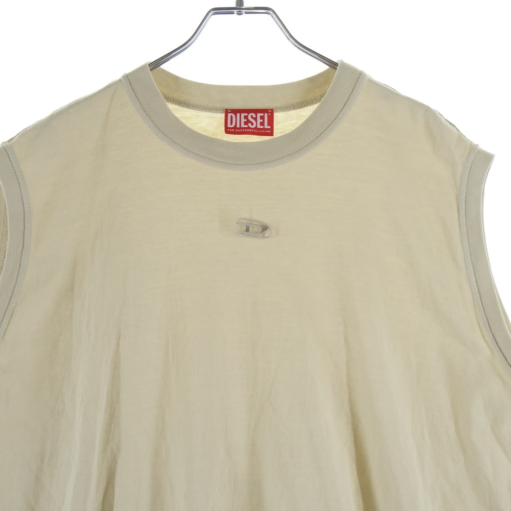 DIESEL(ディーゼル) D-ROLLETTY-CH Dロレティ コットン フリル クルーネックノースリーブワンピース レディース アイボリー A12929