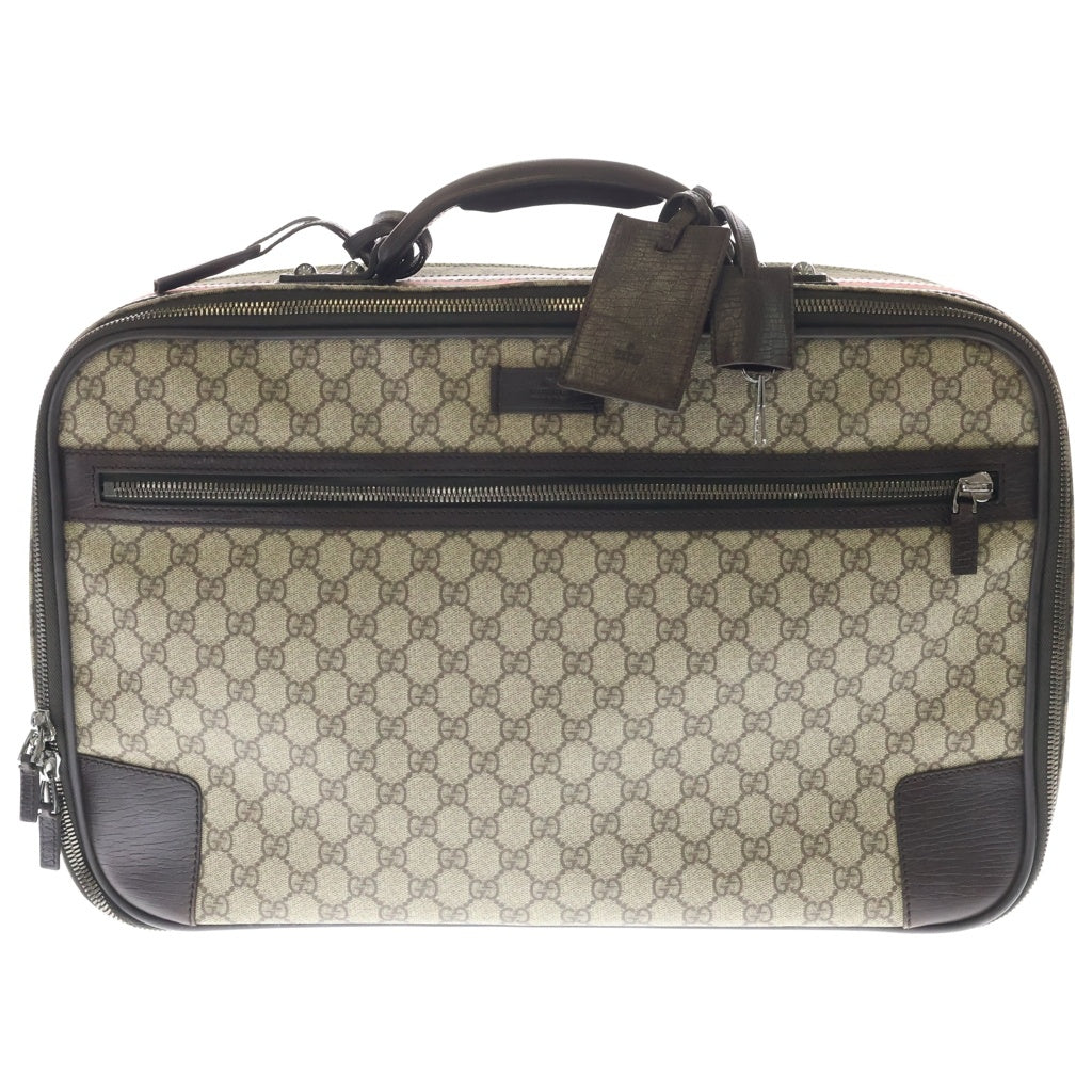 GUCCI(グッチ) GGキャンバス シェリーライン スーツケース トラベルバッグ シルバー金具 ベージュ 131187 2123