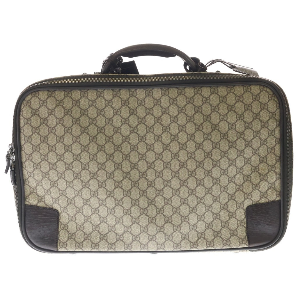 GUCCI(グッチ) GGキャンバス シェリーライン スーツケース トラベルバッグ シルバー金具 ベージュ 131187 2123