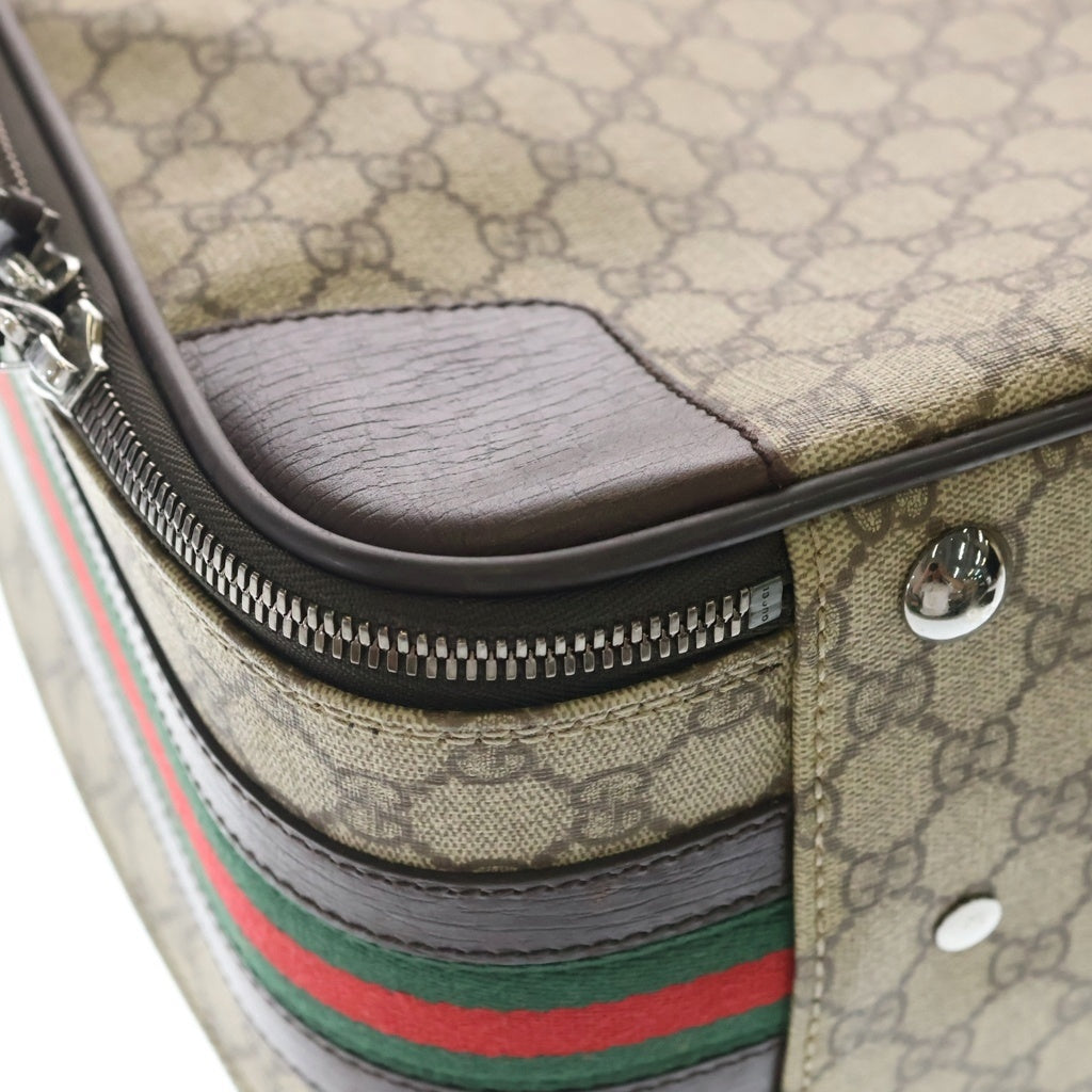 GUCCI(グッチ) GGキャンバス シェリーライン スーツケース トラベルバッグ シルバー金具 ベージュ 131187 2123