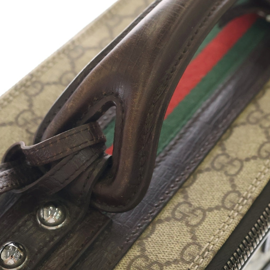 GUCCI(グッチ) GGキャンバス シェリーライン スーツケース トラベルバッグ シルバー金具 ベージュ 131187 2123
