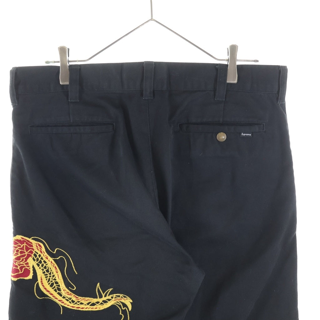 SUPREME(シュプリーム) 18AW Dragon Work Pant ドラゴンエンブロイダリー ワークパンツ ブラック