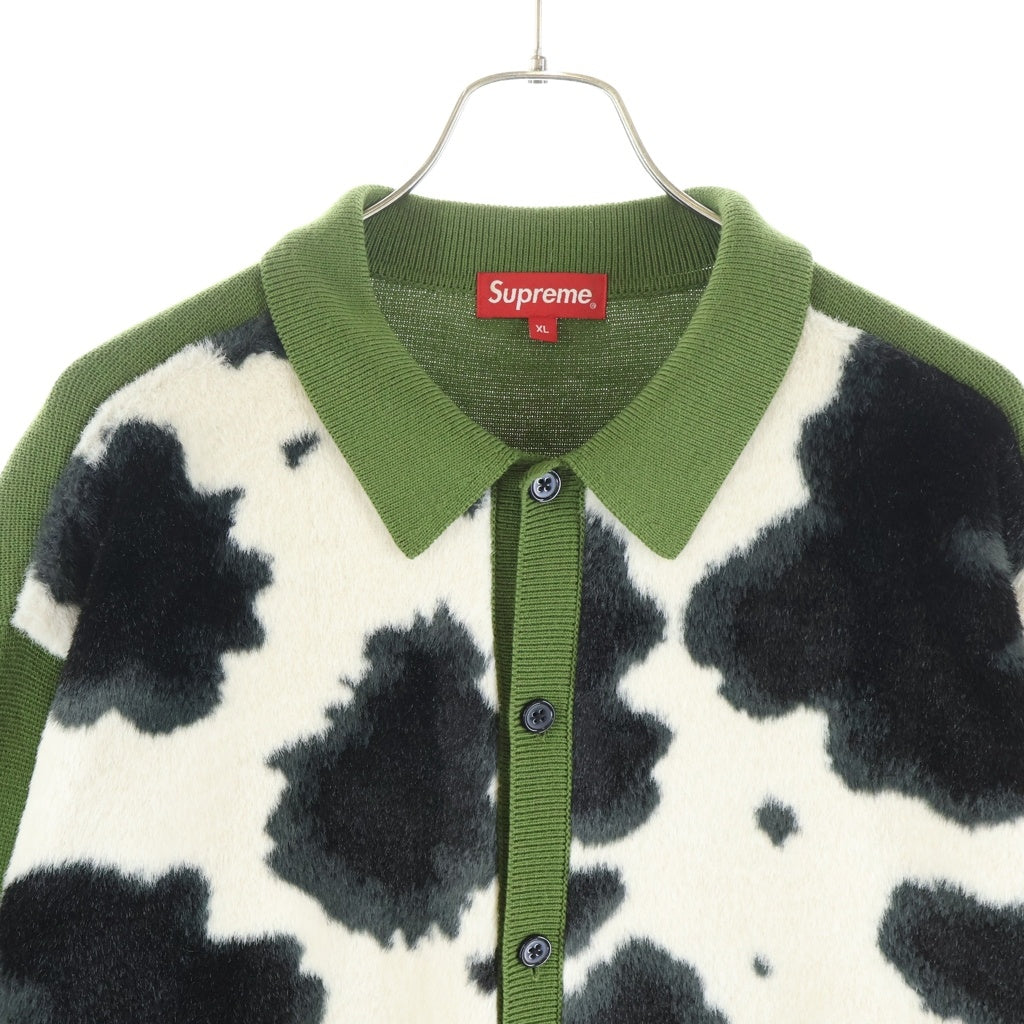 SUPREME(シュプリーム) 21SS Cow Print Cardigan カウ プリント ウール ニットカーディガン ホワイト/グリーン