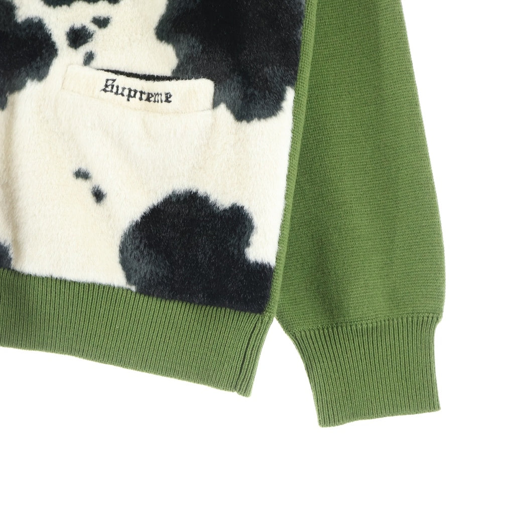 SUPREME(シュプリーム) 21SS Cow Print Cardigan カウ プリント ウール ニットカーディガン ホワイト/グリーン
