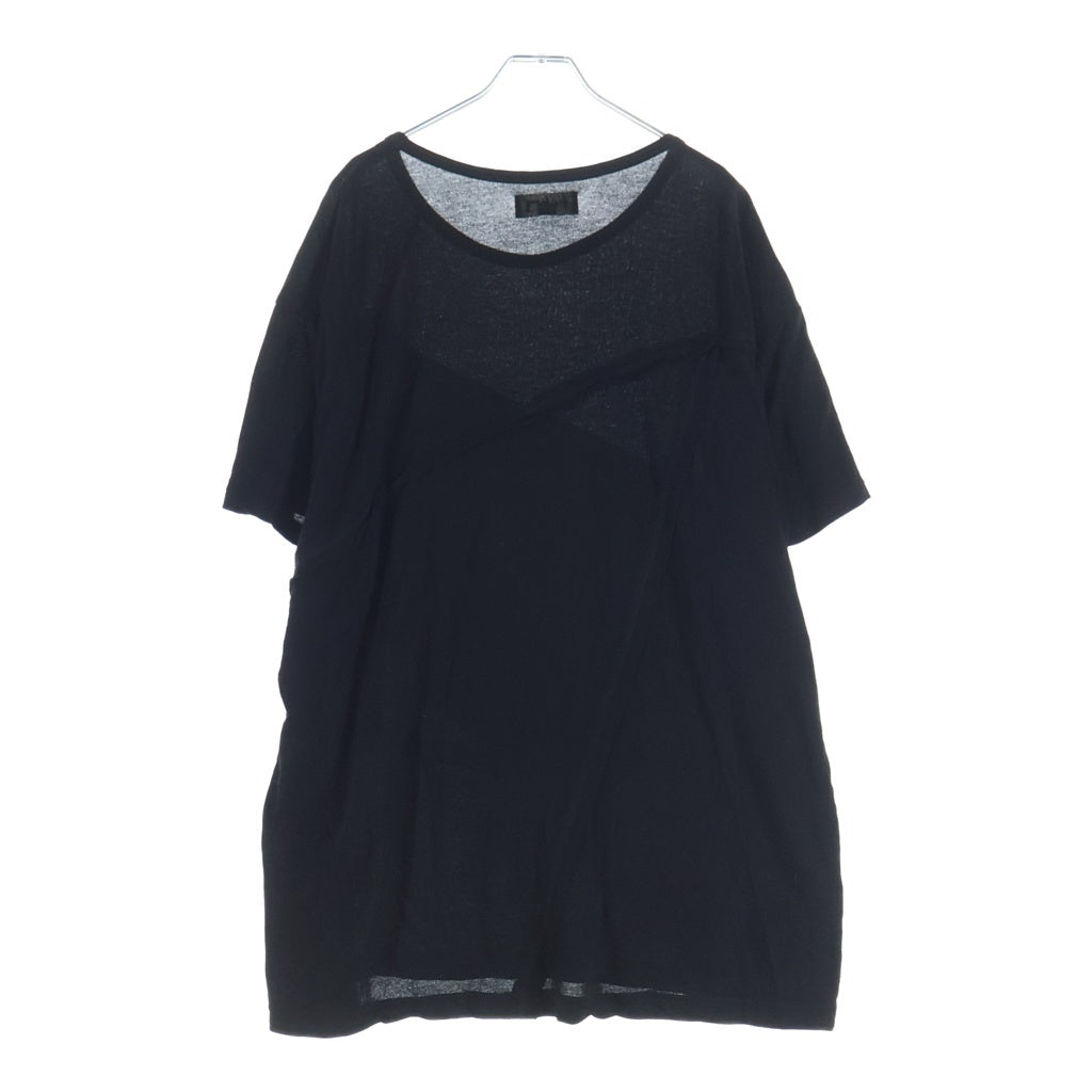 Yohji Yamamoto POUR HOMME(ヨウジヤマモト プールオム) 19SS ミニ裏毛タタキメッセージ クルーネック 半袖Tシャツ カットソー ブラック HH-T72-088