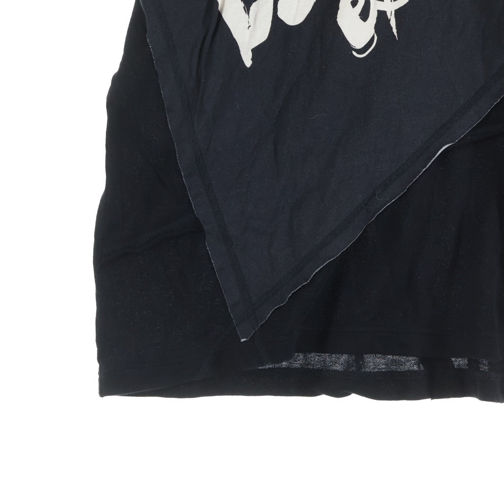 Yohji Yamamoto POUR HOMME(ヨウジヤマモト プールオム) 19SS ミニ裏毛タタキメッセージ クルーネック 半袖Tシャツ カットソー ブラック HH-T72-088
