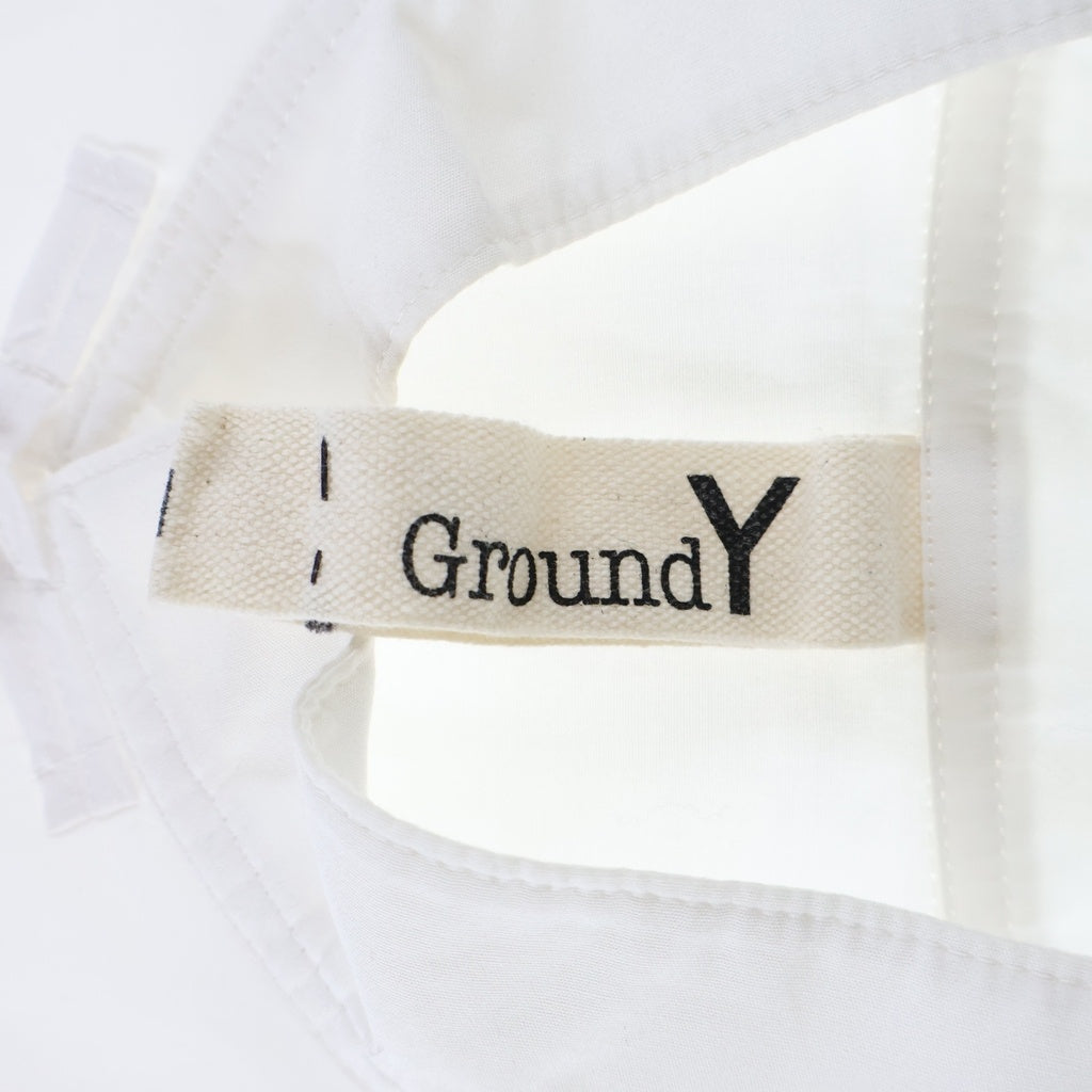 Ground Y(グラウンドワイ) 19SS ブロードチャイナ コットン 長袖シャツ ホワイト GD-B13-007