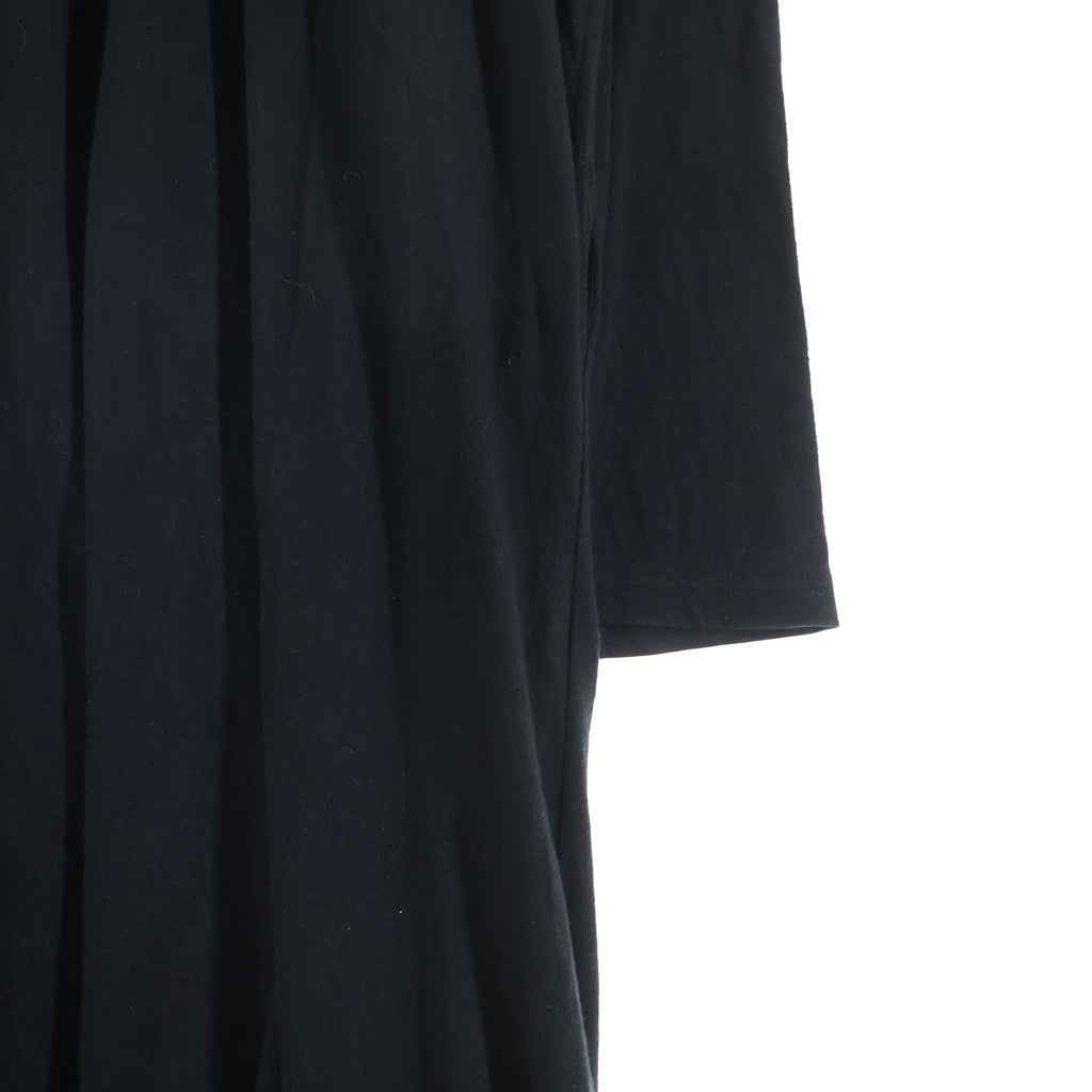 Yohji Yamamoto POUR HOMME(ヨウジヤマモト プールオム) 24SS BINDING RAGLAN ASYMMETRY T-SHIRT バインディング アシンメトリー ロング丈長袖Tシャツ カットソー ブラック HS-T73-382