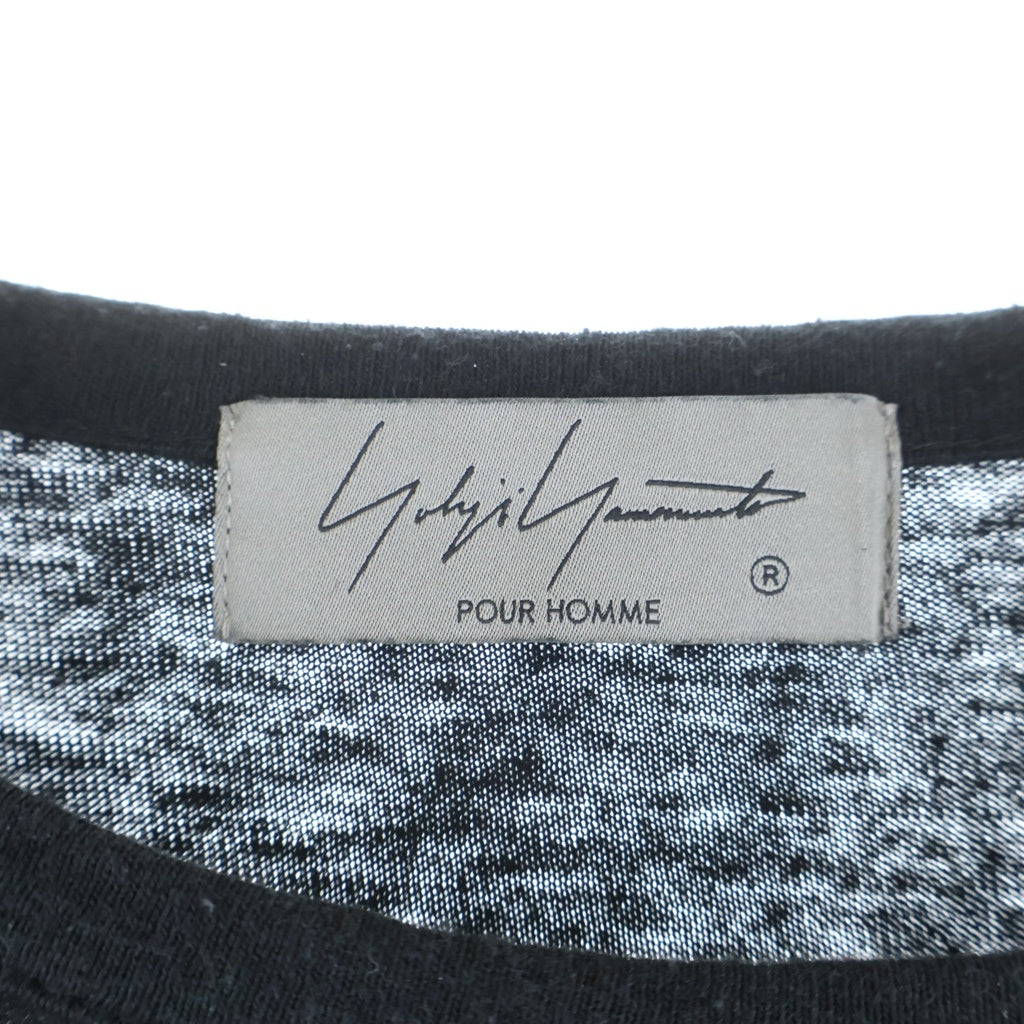 Yohji Yamamoto POUR HOMME(ヨウジヤマモト プールオム) 24SS BINDING RAGLAN ASYMMETRY T-SHIRT バインディング アシンメトリー ロング丈長袖Tシャツ カットソー ブラック HS-T73-382