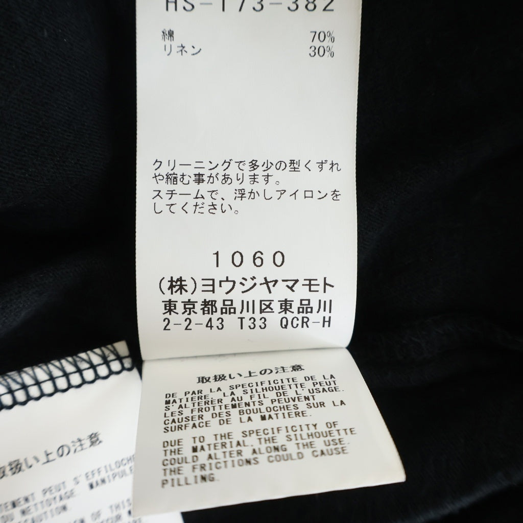Yohji Yamamoto POUR HOMME(ヨウジヤマモト プールオム) 24SS BINDING RAGLAN ASYMMETRY T-SHIRT バインディング アシンメトリー ロング丈長袖Tシャツ カットソー ブラック HS-T73-382
