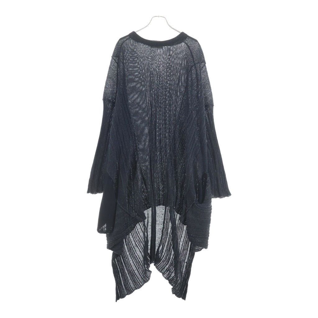 Yohji Yamamoto POUR HOMME(ヨウジヤマモト プールオム) 19SS オーバーサイズ リネン プルオーバーサマーニットセーター ブラック HH-K19-373
