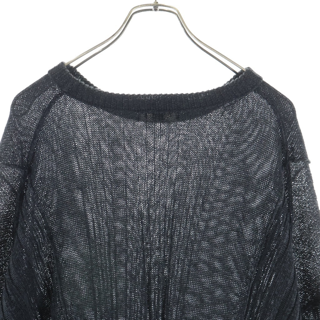 Yohji Yamamoto POUR HOMME(ヨウジヤマモト プールオム) 19SS オーバーサイズ リネン プルオーバーサマーニットセーター ブラック HH-K19-373
