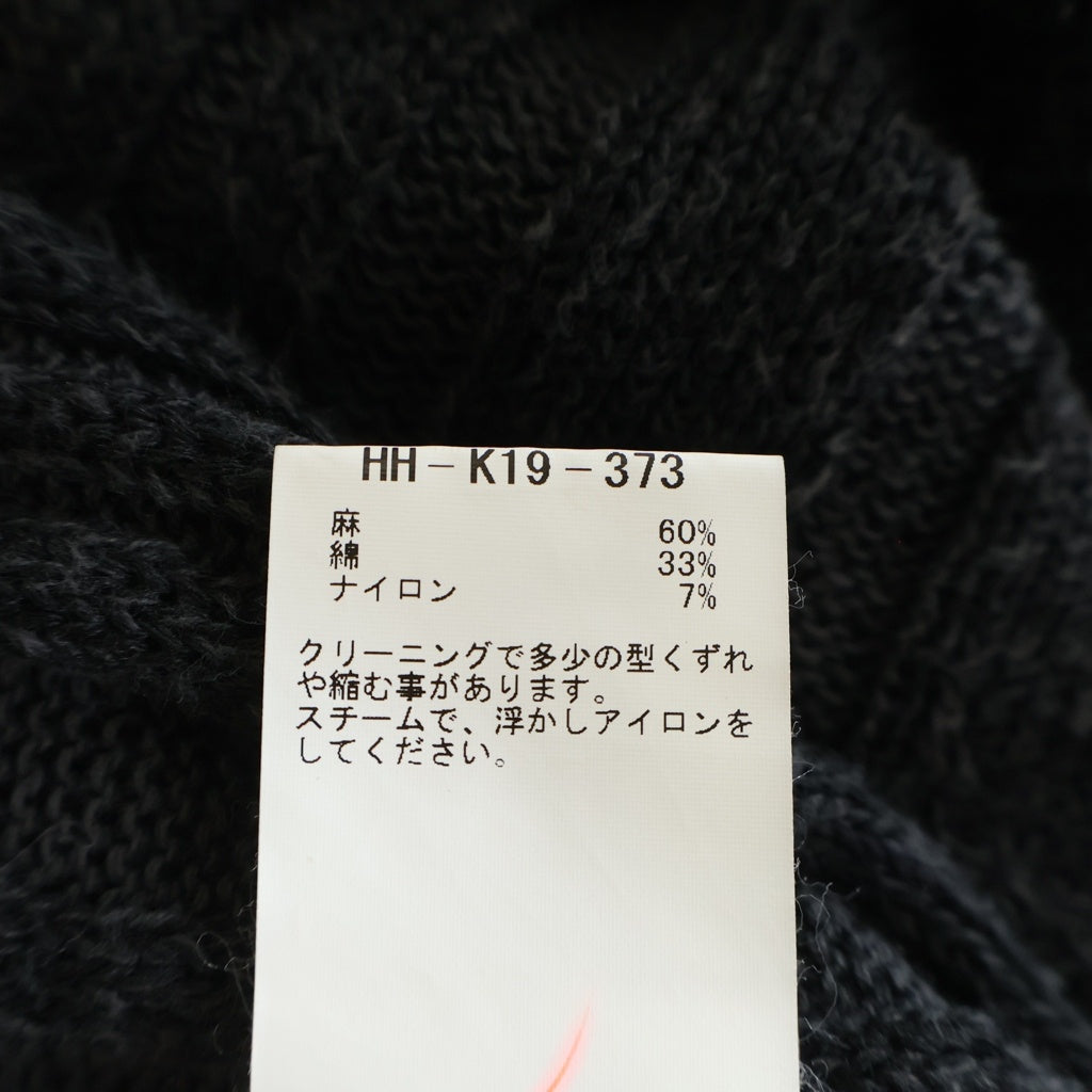 Yohji Yamamoto POUR HOMME(ヨウジヤマモト プールオム) 19SS オーバーサイズ リネン プルオーバーサマーニットセーター ブラック HH-K19-373