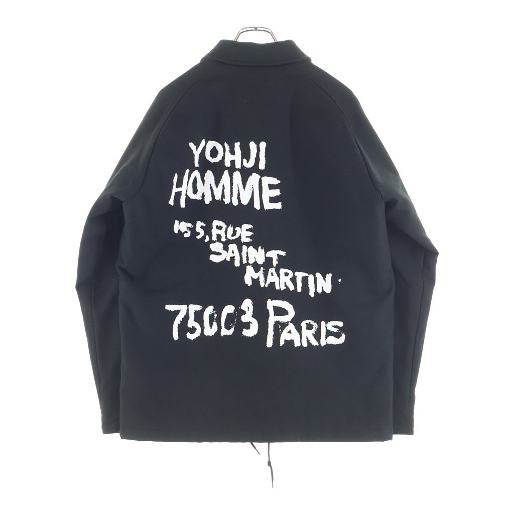 Yohji Yamamoto POUR HOMME(ヨウジヤマモト プールオム) 22AW ×NEW ERA WOOL COACH JACKET ニューエラ ロゴプリント ウール コーチジャケット ブラック HE-Y90-513