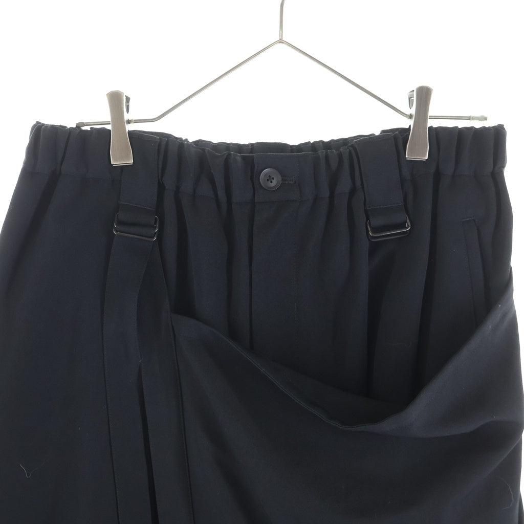 Yohji Yamamoto POUR HOMME(ヨウジヤマモト プールオム) 20AW LOOK8 シワギャバ ワッペン二重ラップパンツ ブラック HR-P39-100