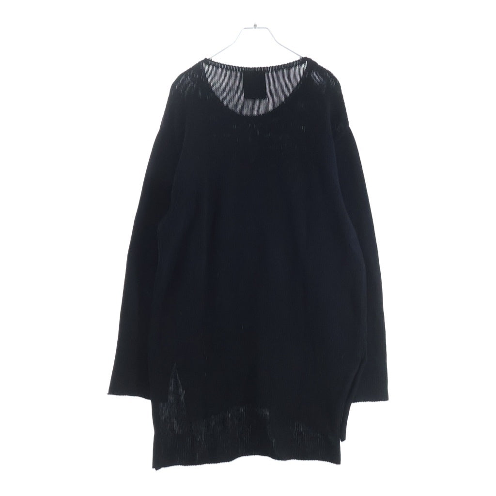BLACK Scandal Yohji Yamamoto(ブラックスキャンダルヨウジヤマモト) 18AW 蜘蛛の巣 クルーネック プルオーバージャガードニットセーター ブラック HV-K37-080