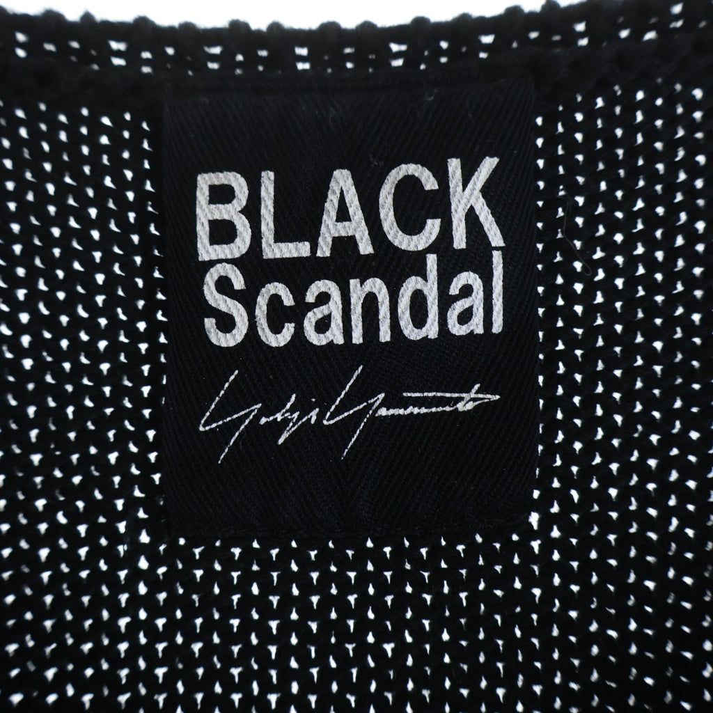 BLACK Scandal Yohji Yamamoto(ブラックスキャンダルヨウジヤマモト) 18AW 蜘蛛の巣 クルーネック プルオーバージャガードニットセーター ブラック HV-K37-080